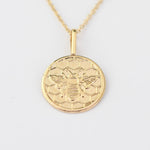 14K Solid Gold Honeycomb Bee Necklace – Dainty Minimalist Nature Charm - Sash Jewelry
