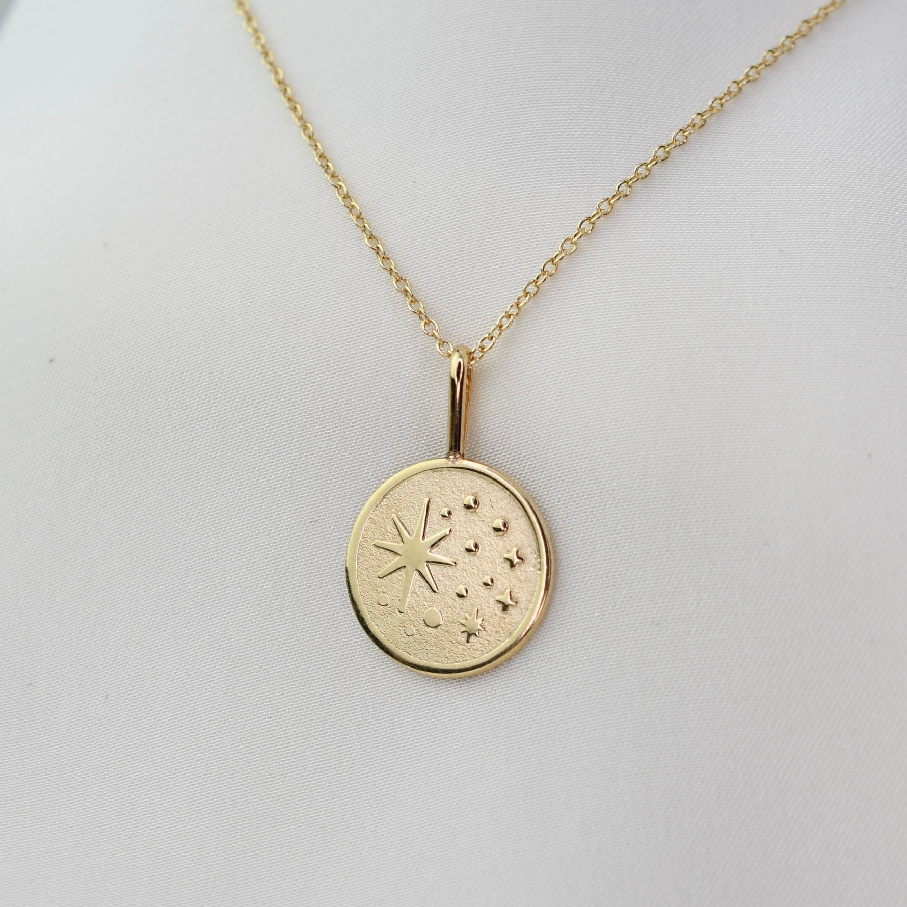 14K Gold North Star Necklace – Solid Gold Minimalist Charm Necklace - Sash Jewelry