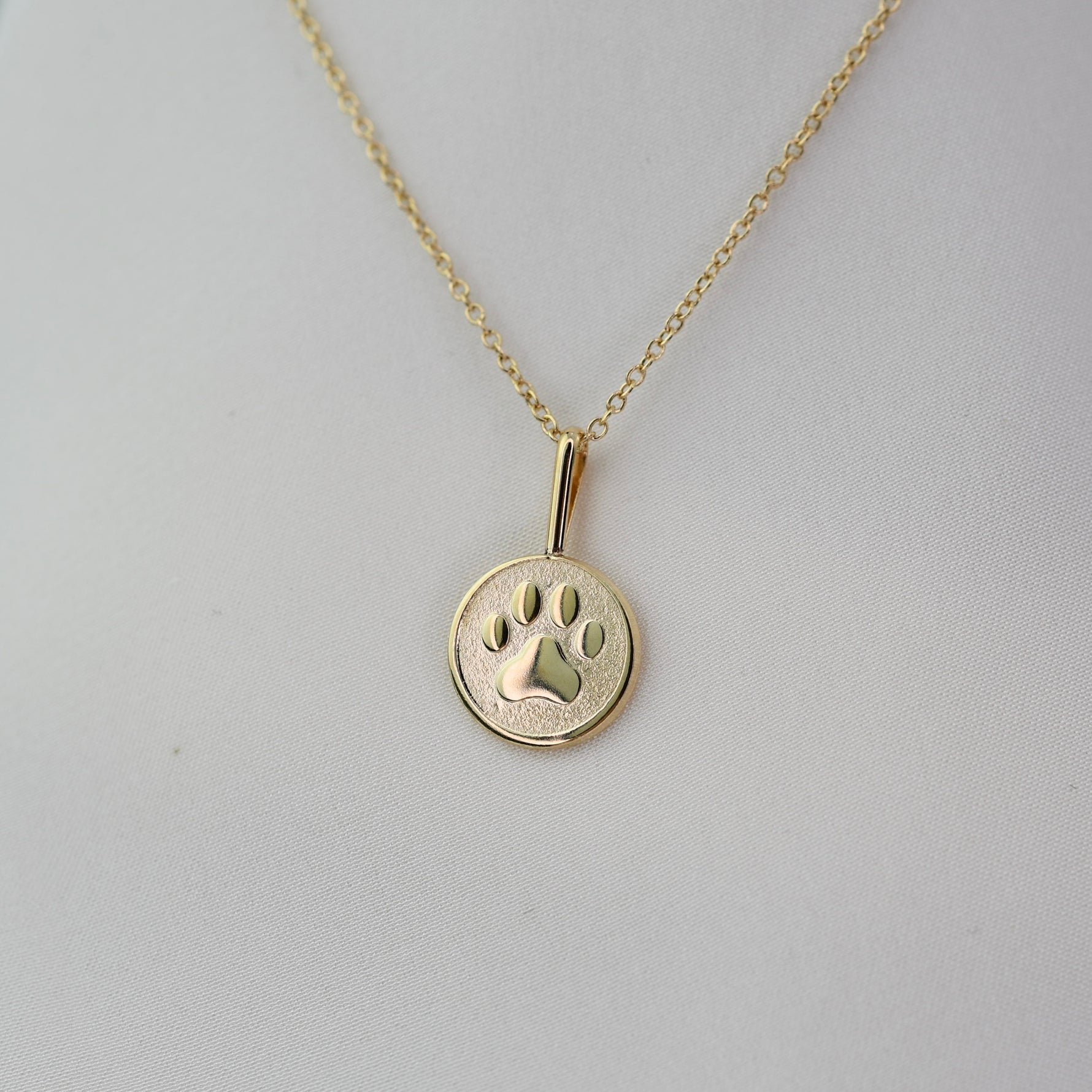 14K Gold Paw Necklace – Solid Gold Minimalist Charm - Sash Jewelry