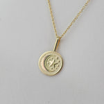 14K Gold Moon & Star Necklace – Solid Gold Celestial Charm - Sash Jewelry