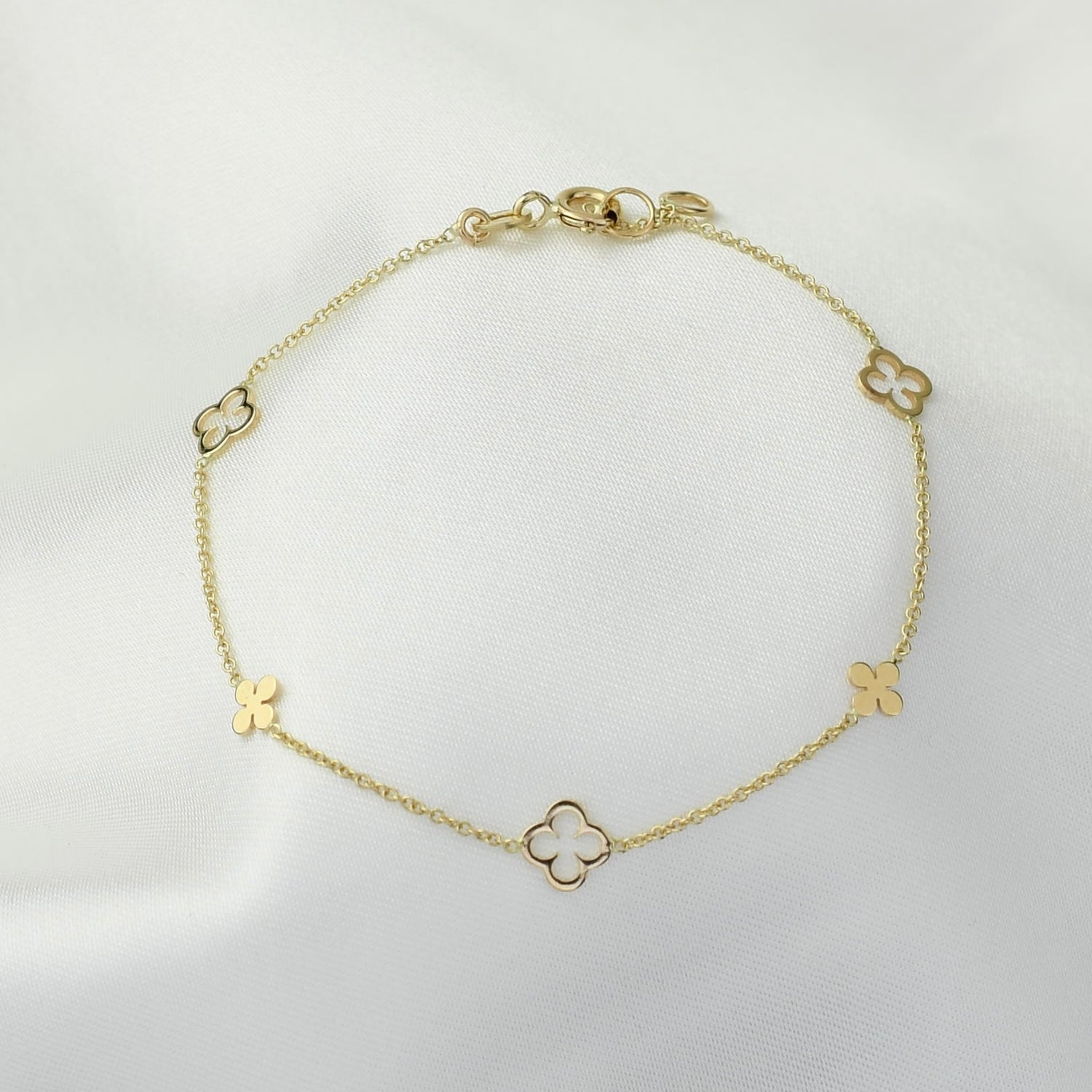 14K Gold Clover Bracelet