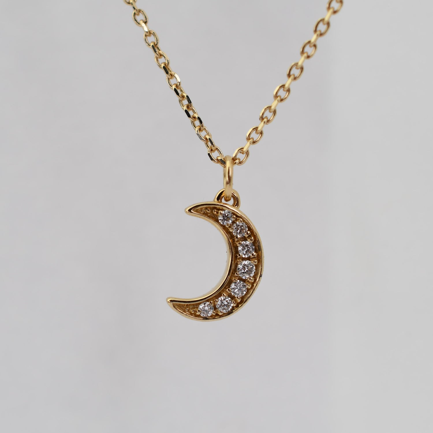 14K Solid Gold Moon Necklace – Dainty Celestial Jewelry