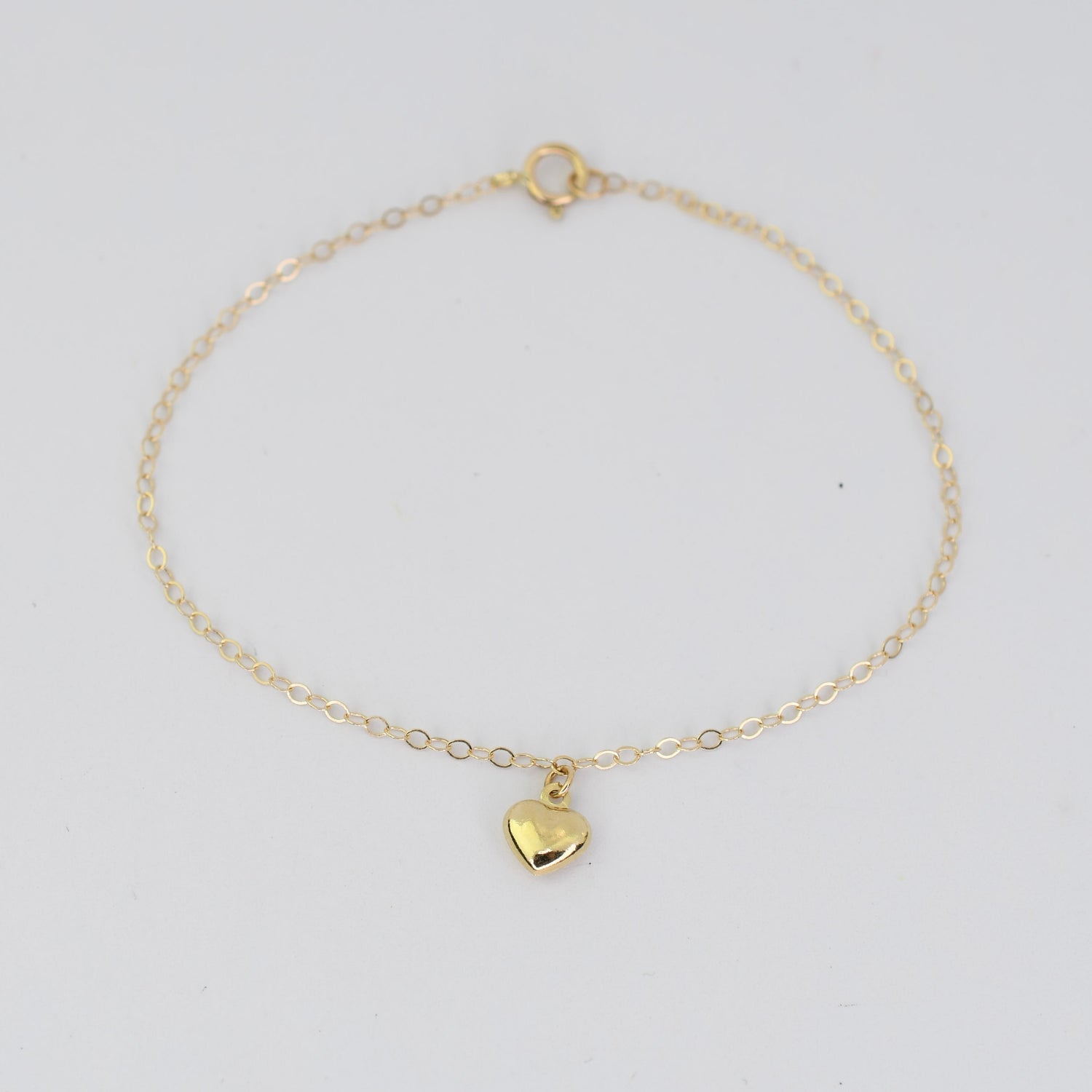 14K Gold Baby Girl Tiny Heart Bracelet – Dainty Heart Bracelet for Baby or Little Girl