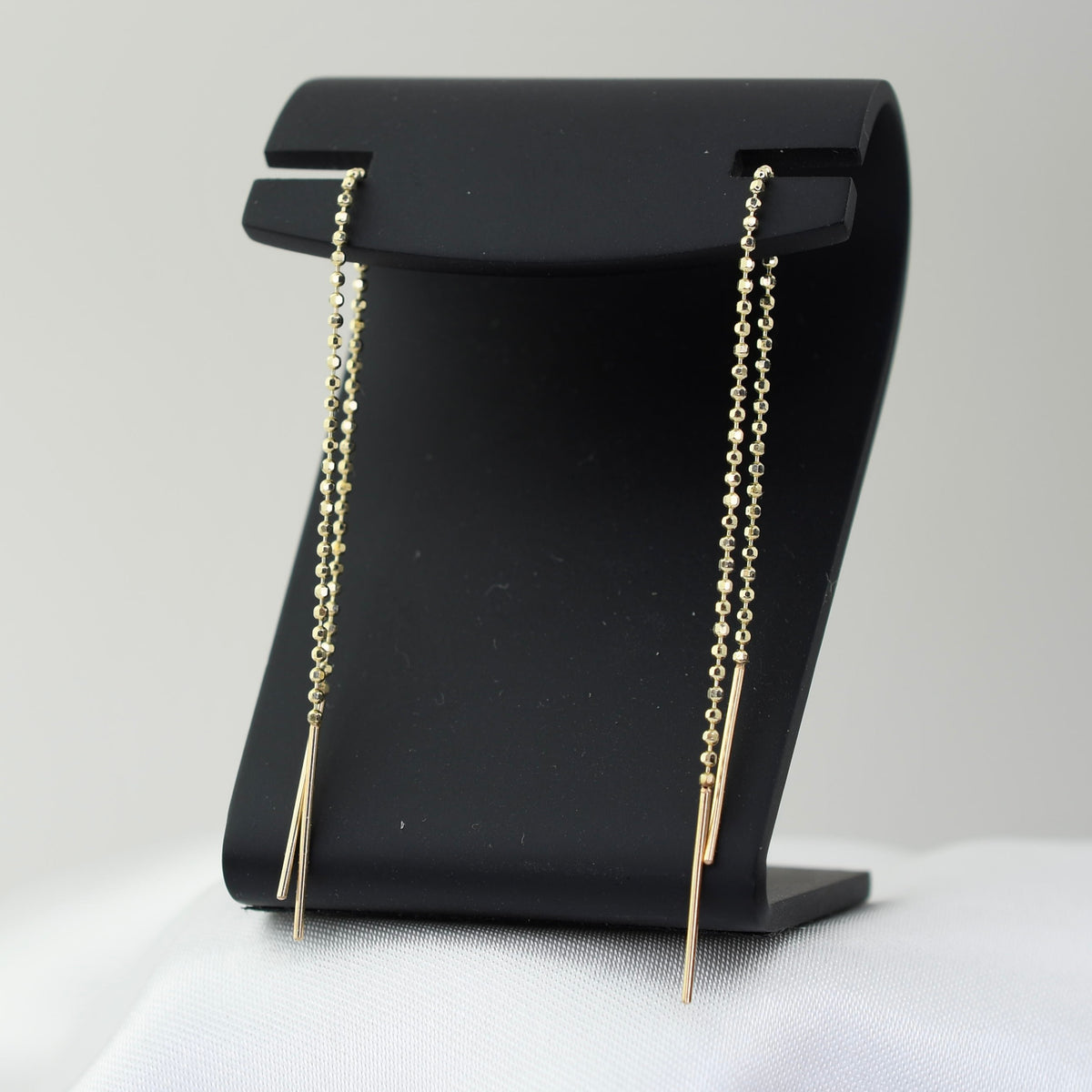  14K Gold Diamond-Cut Bead Chain Threader Earrings
