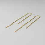 14K Gold Diamond-Cut Bead Chain Threader Earrings
