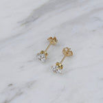 14K Gold CZ Stud Earrings – Round CZ Studs in 3mm 4mm 5mm - Sash Jewelry
