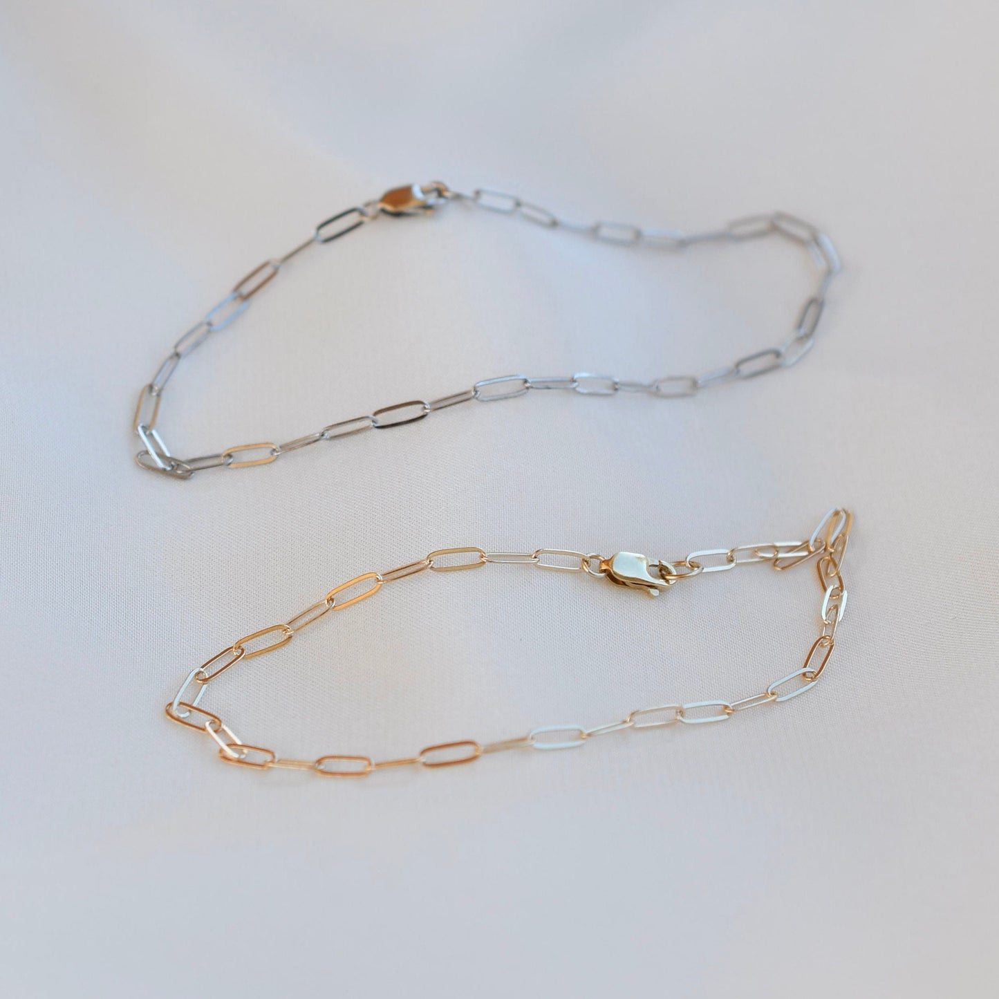 14K Gold Flat Paper Clip Chain Bracelet