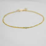 14K Gold Double Chain Diamond Bracelet – Dainty Solid Gold Bracelet - Sash Jewelry