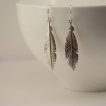 Sterling Silver Feather Earrings: Delicate Dangle Charm - Sash Jewelry