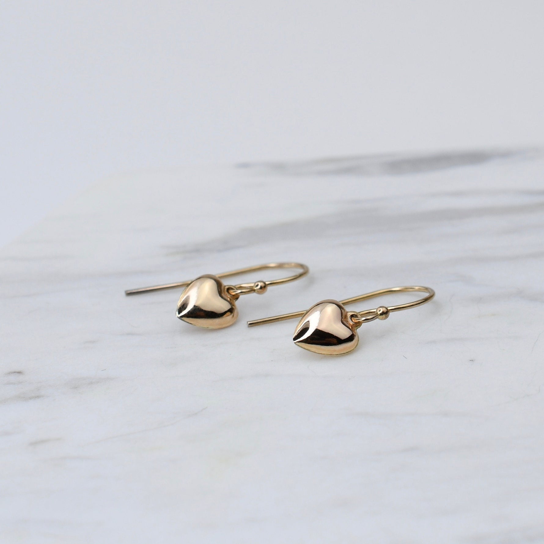14K Gold Heart Earrings. 14K gold tiny heart earrings. Dainty earrings. Gift for her. - Sash Jewelry