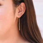 14k gold paper clip earrings close up