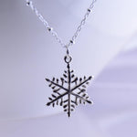 Snowflake necklace, Sterling silver snowflake pendant - Sash Jewelry