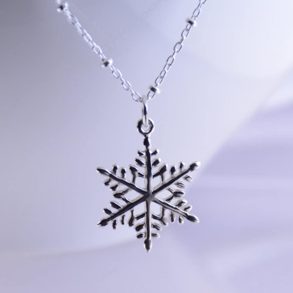 Snowflake necklace, Sterling silver snowflake pendant - Sash Jewelry
