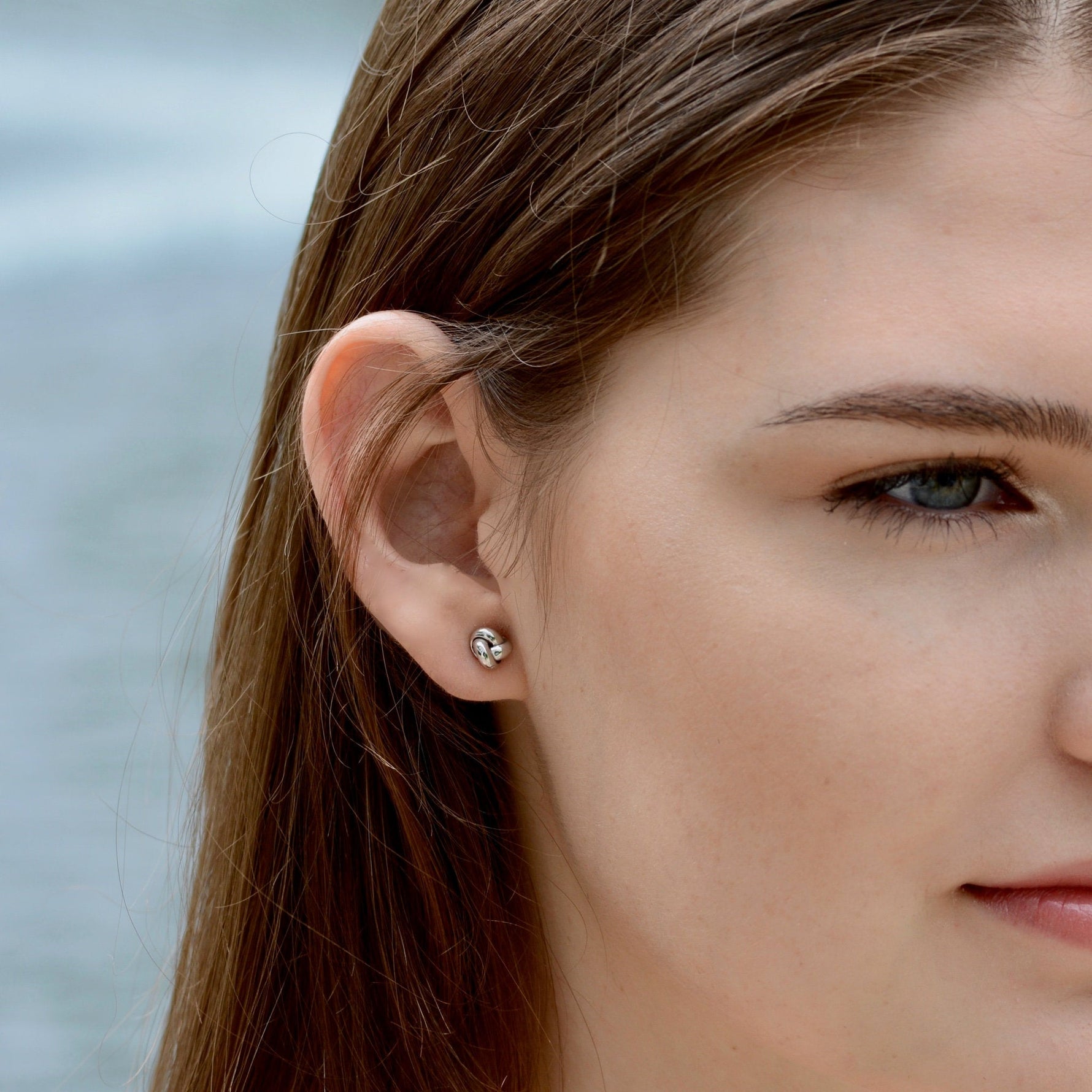 14K solid gold knot earrings. Love Knot Earrings - Sash Jewelry