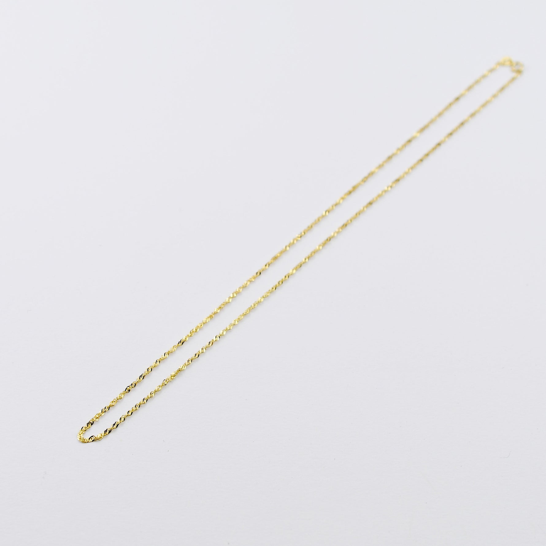 14K Gold Singapore Chain Necklace – 14K Gold Sparkle Necklace - 1.3mm Solid Gold Chain - Sash Jewelry