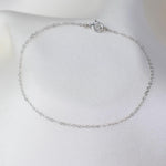 14k White Gold Dainty Bracelet: 1.2mm Flat Oval Chain - Sash Jewelry