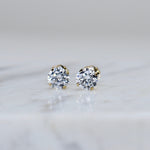 14K Gold CZ Stud Earrings – Round CZ Studs in 3mm 4mm 5mm - Sash Jewelry
