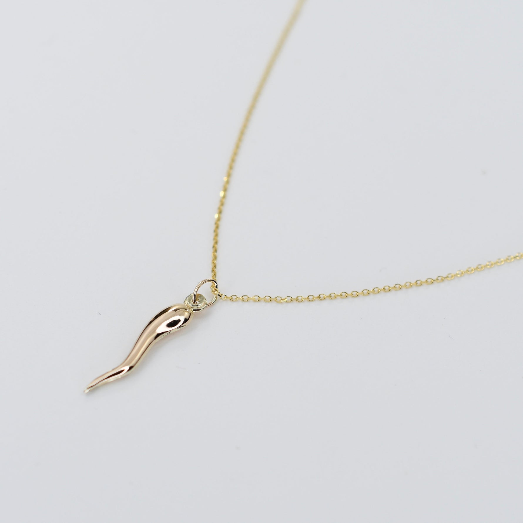 14K gold Italian horn necklace adjustable 16 17 18 inches