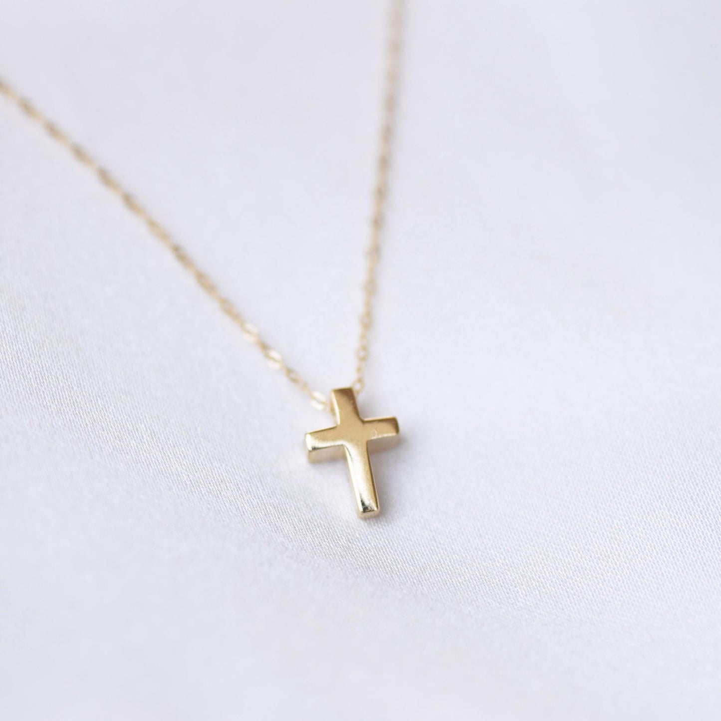 14K Gold Delicate Floating Cross Necklace