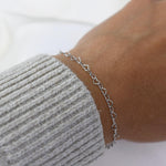 14k White Gold Heart Chain Bracelet - Sash Jewelry