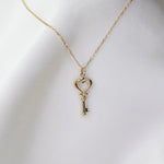 14k Gold Heart Key Pendant Necklace - Sash Jewelry
