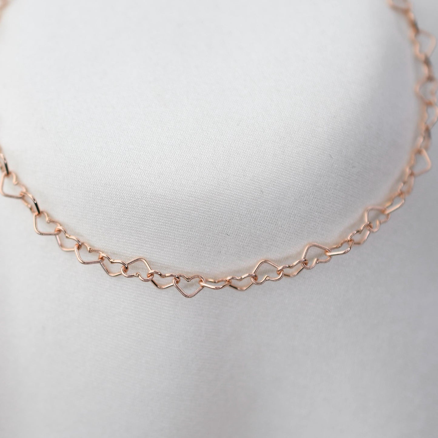 14K Rose Gold Heart Chain Bracelet