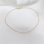 14K Solid Gold Dainty Bracelet – 1mm Diamond Cut Cable Chain Sparkle Bracelet - Sash Jewelry