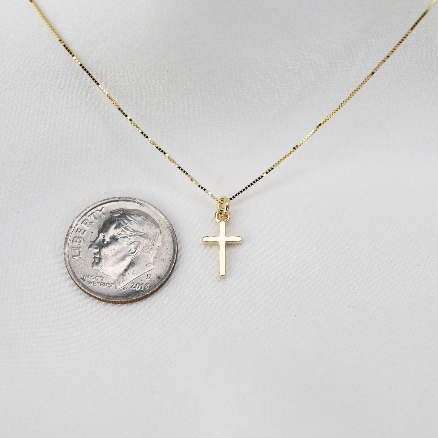 14K Gold Tiny Cross Necklace
