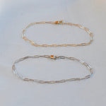 14K Gold Flat Paper Clip Chain Bracelet