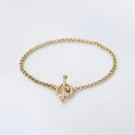 14K gold toggle rolo chain bracelet with 2mm links