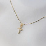 14K Gold Tiny Hammered Cross Necklace - Sash Jewelry