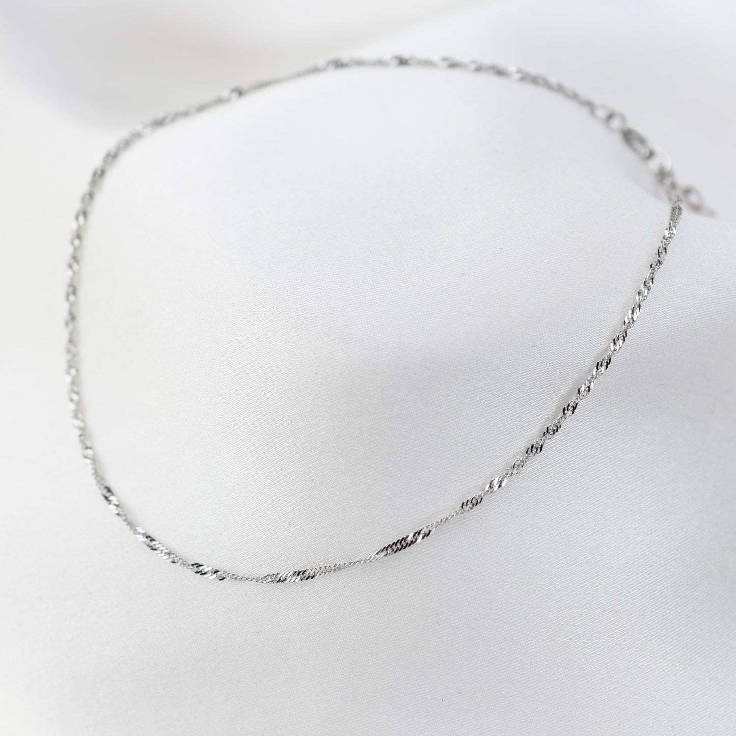 14K White Gold Anklet: Delicate Chain Ankle Bracelet