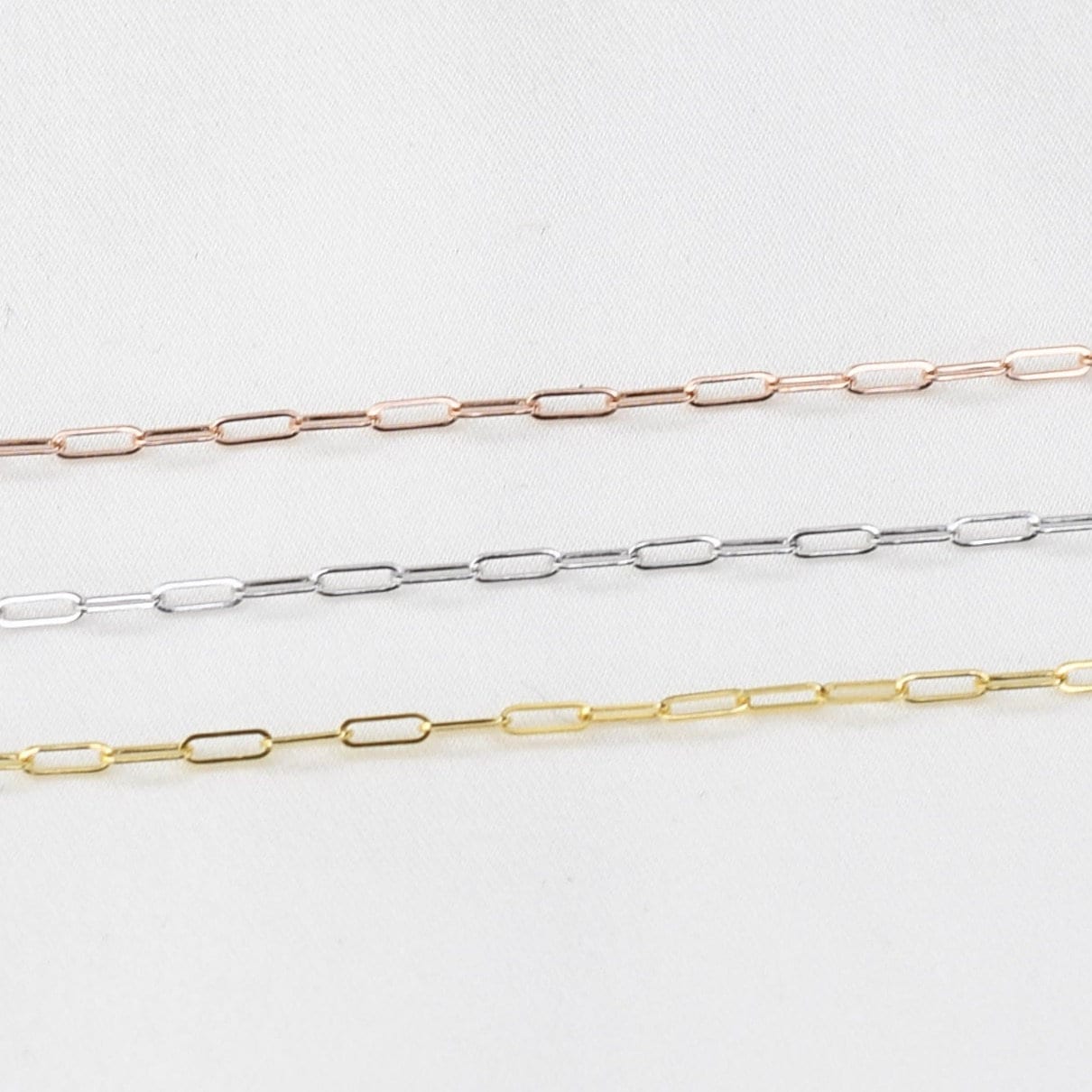 14K Gold Paper Clip Chain Bracelet - 1.5mm Solid Gold