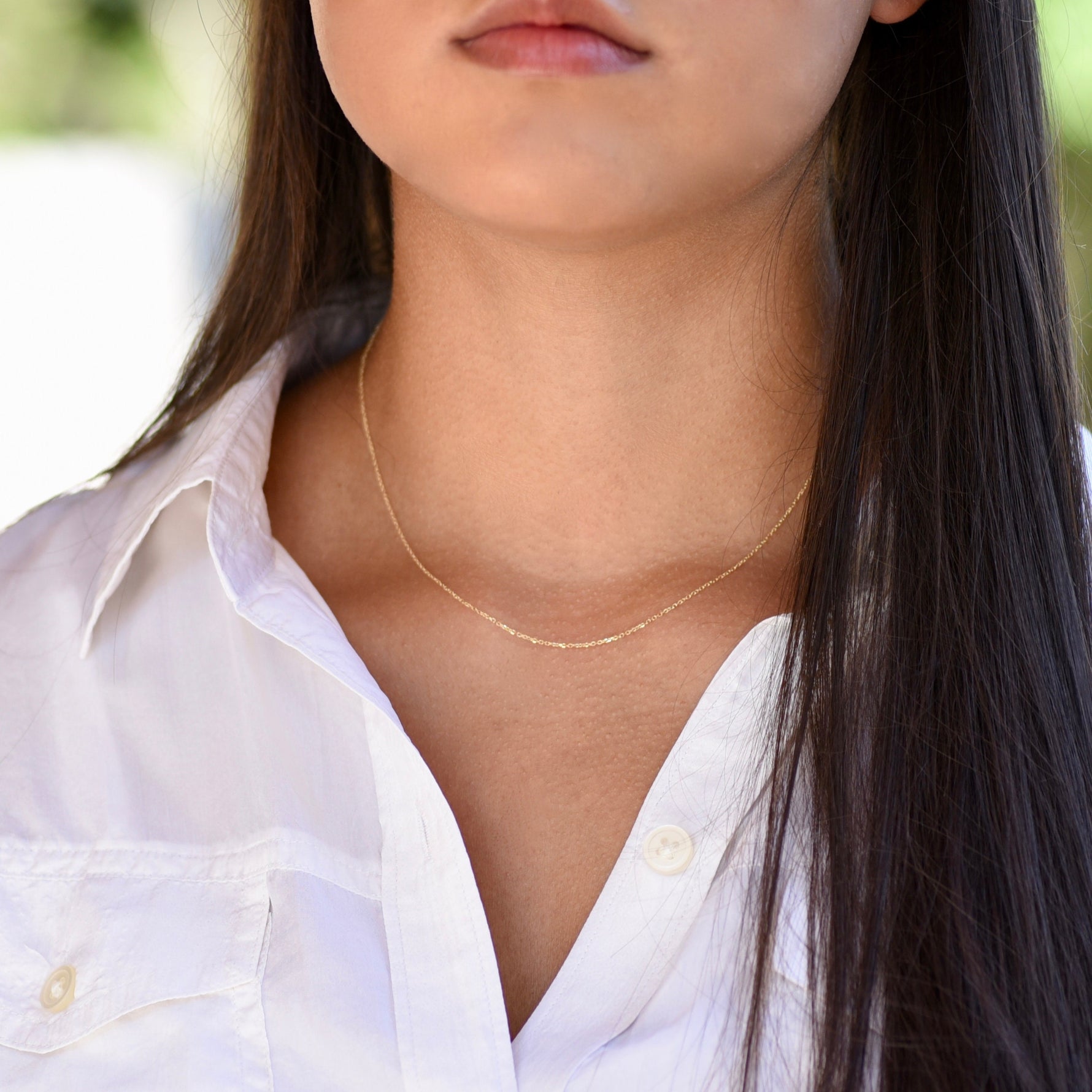 Solid gold chain. Delicate Necklace. 14K solid gold necklace. Adjustable necklace - Sash Jewelry