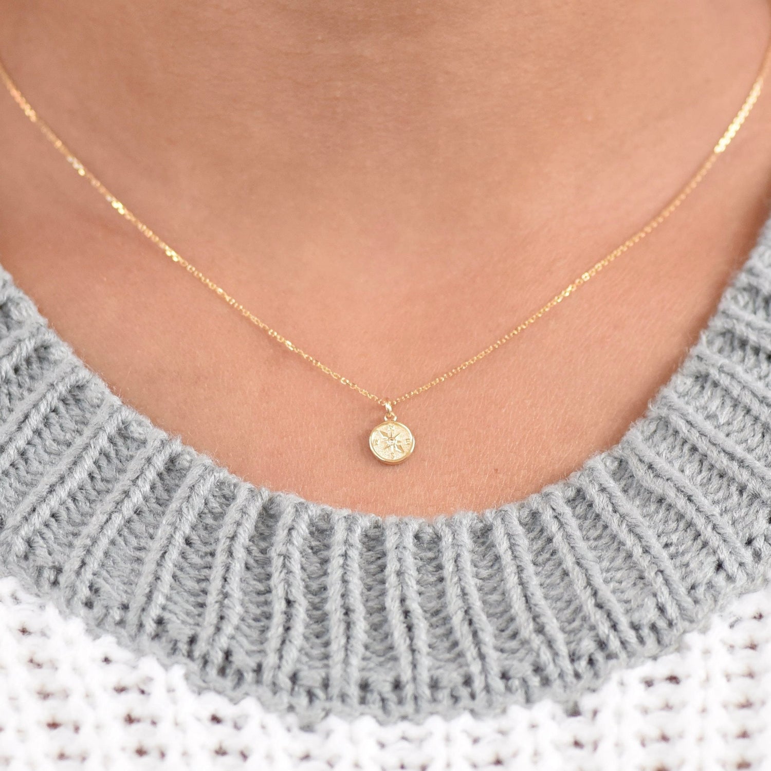 14K Gold North Star Necklace – Compass & Travel Jewelry - Sash Jewelry