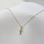 14K Gold Tiny Cross Necklace - Sash Jewelry