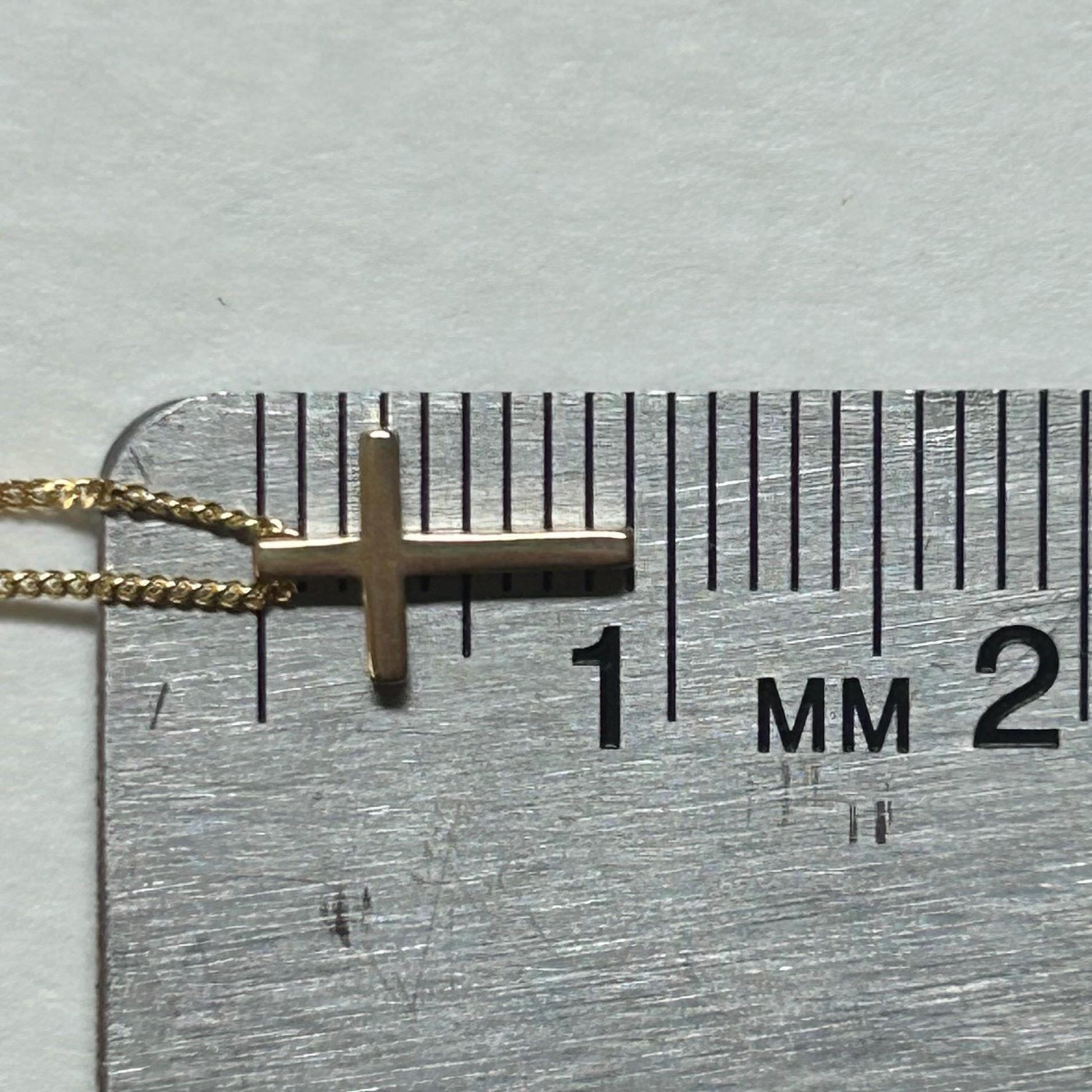 14K Solid Gold Floating Cross Necklace: Minimalist Curb Chain - Sash Jewelry