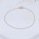 14k solid gold dainty 1mm cable chain bracelet available in yellow gold white gold and rose gold