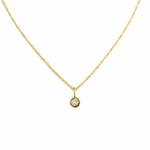 14K Solid Gold Tiny Diamond Charm Necklace – Minimalist Dainty Diamond Necklace, Adjustable 16–18” Rope Chain