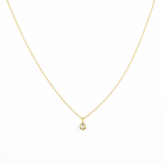 14K Solid Gold Tiny Diamond Charm Necklace 