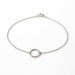 14k solid gold circle bracelet 10mm open circle charm 1mm diamond-cut cable chain yellow gold white gold