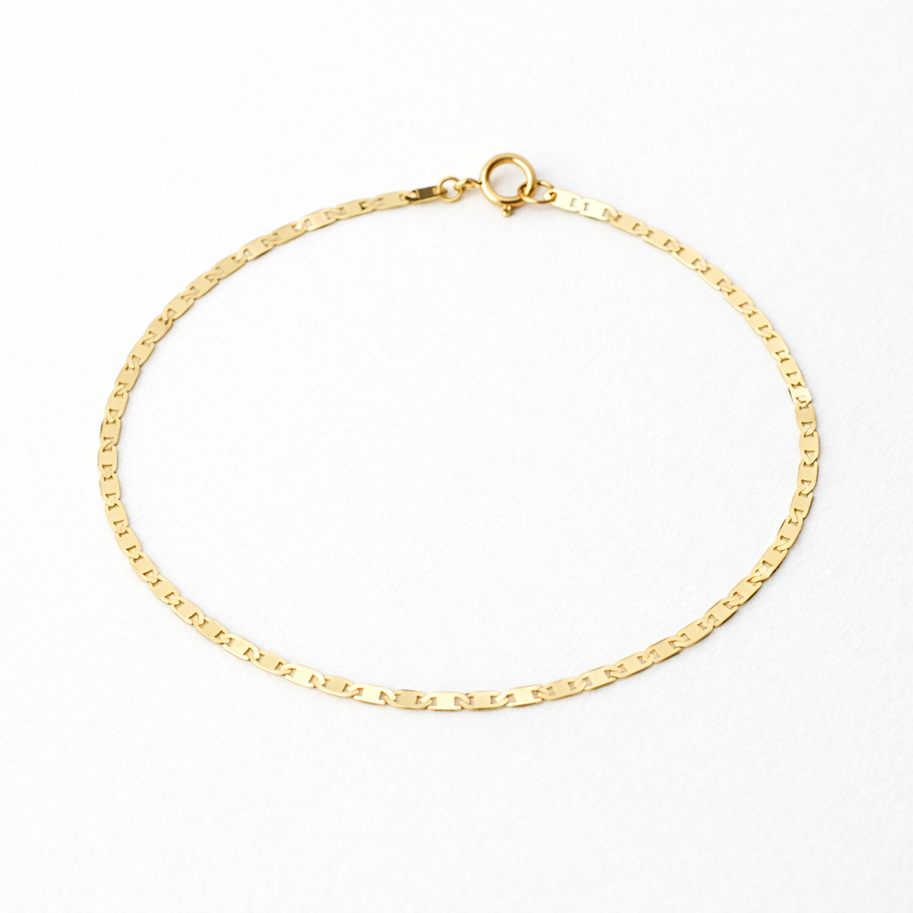 14K Solid Gold Mariner Bracelet – 1.9mm Yellow Gold Chain Bracelet - Sash Jewelry