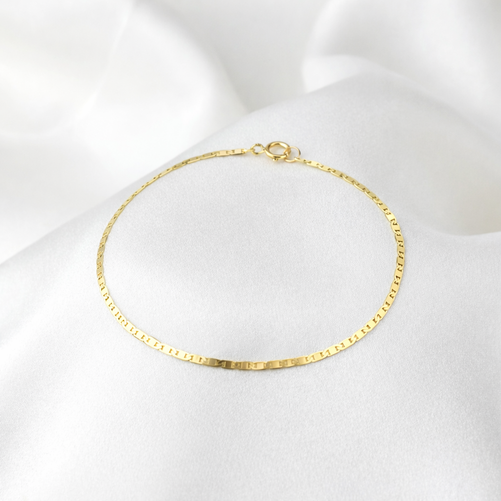 14K Solid Gold Mariner Bracelet – 1.9mm Yellow Gold Chain Bracelet - Sash Jewelry