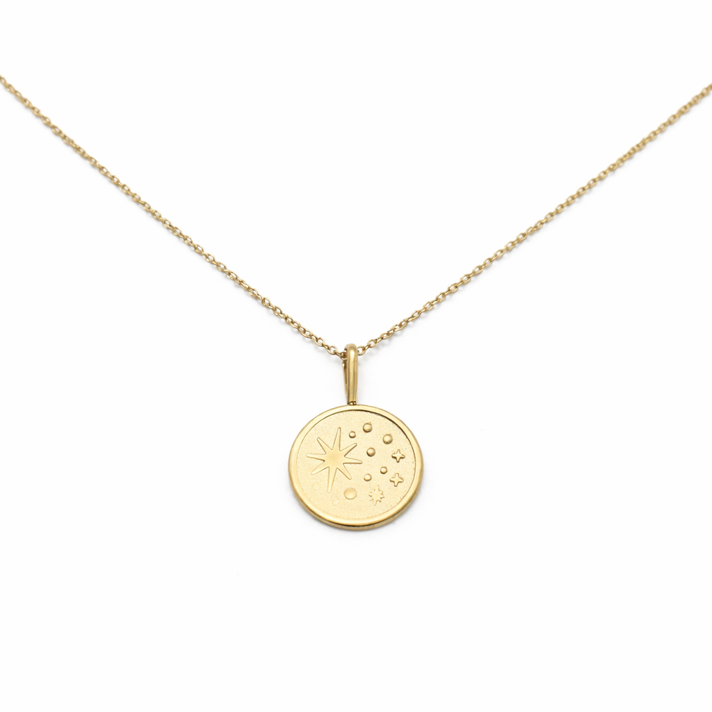 14K Gold North Star Necklace – Solid Gold Minimalist Charm Necklace - Sash Jewelry