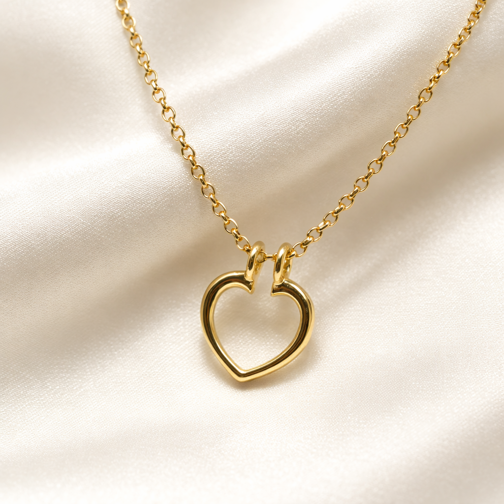 14K Solid Gold Ring Holder Necklace – Heart Ring Keeper Pendant - Sash Jewelry
