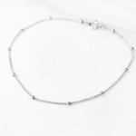 14k solid gold satellite chain bracelet 1mm dainty beaded chain bracelet white gold