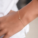 14K Solid Gold Tiny Diamond Bracelet – Delicate Gold Chain Bracelet