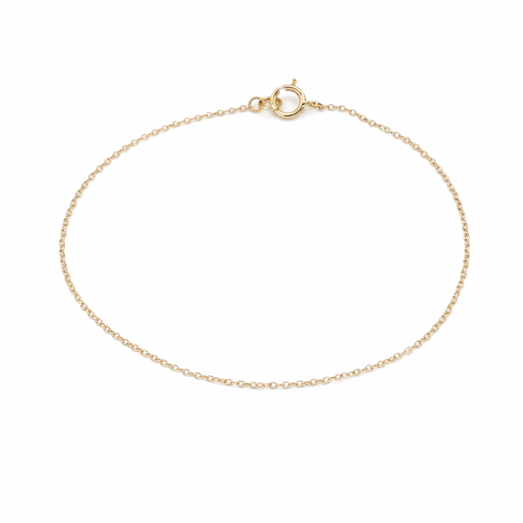 14K Solid Gold Delicate Chain Bracelet – 1mm Cable Chain Bracelet - Sash Jewelry
