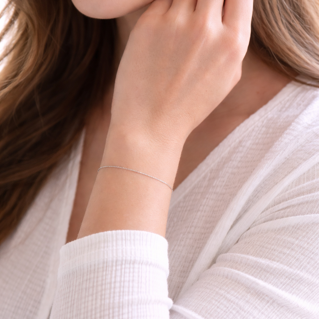 14k solid gold dainty chain bracelet 0.9mm simple minimalist bracelet yellow white rose gold