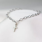 14K white gold faith bracelet 